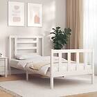 vidaXL Bed Frame med huvudgavel vit 100x200 cm massivt trä 3192872
