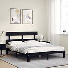 vidaXL Sängynrunko med huvudgavel svart 5FT King Size massivt trä 3193540