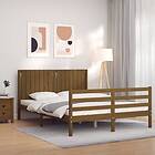 vidaXL Bed Frame med huvudgavel honungsbrun King Size massivt trä 3194774