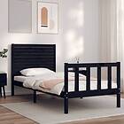 vidaXL Bed Frame med sänggavel svart 2FT6 Small enkel massivt trä 3193170