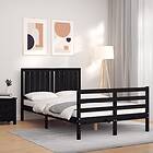 vidaXL Bed Frame med huvudgavel svart 120x200 cm massivt trä 3194765