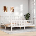 vidaXL Bed Frame med huvudgavel vit 200x200 cm massivt trä 3192512