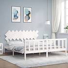 vidaXL Bed Frame med huvudgavel vit massivt trä 3193482