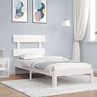 vidaXL Bed Frame med huvudgavel vit 90x200 cm massivt trä 3193517