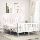 vidaXL Bed Frame med huvudgavel vit 140x200 cm massivt trä 3193337