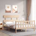 vidaXL Bed Frame med huvudgavel dubbelsäng massivt trä 3193241