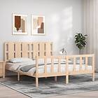 vidaXL Bed Frame med huvudgavel 5FT King Size massivt trä 3192236