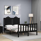 vidaXL Bed Frame med huvudgavel svart 120x200 cm massivt trä 3192295