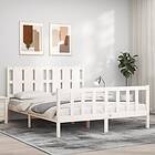 vidaXL Bed Frame med huvudgavel vit 160x200 cm massivt trä 3192242