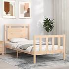 vidaXL Bed Frame med sänggavel 2FT6 Small enkel massivt trä 3192126