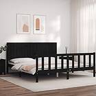 vidaXL Bed Frame med huvudgavel svart massivt trä 3192965