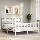 vidaXL Bed Frame med huvudgavel vit 160x200 cm massivt trä 3192567