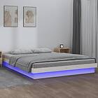 vidaXL Sängynrunko LED vit 120x200 cm massivt trä 832709