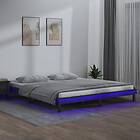 vidaXL Bed Frame LED grå 160x200 cm massivt trä 820618