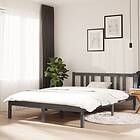 vidaXL Bed Frame grå massivt trä 135x190 cm 4FT6 814861