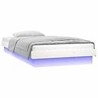 vidaXL Sängynrunko med LED 100x200 cm massivt trä vit 832704