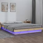 vidaXL Sängynrunko LED 160x200 cm massivt trä 832723