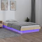 vidaXL Sängynrunko med LED 100x200 cm massivt trä 832703