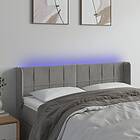 vidaXL Hovedgærde LED ljusgrå 147x16x78/88 cm sammet 3123284