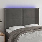 vidaXL Huvudgavel LED mörkgrå 147x16x118/128 cm sammet 3123957