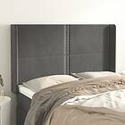 vidaXL Sänggavel med kanter mörkgrå 147x16x118/128 cm sammet 3119489