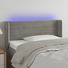 vidaXL Sänggavel LED ljusgrå 103x16x78/88 cm sammet 3123418