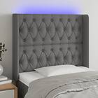 vidaXL Sänggavel LED mörkgrå 103x16x118/128 cm tyg 3124375