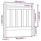 vidaXL Sänggavel grå 106x4x100 cm massiv furu 817777