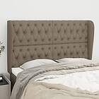 vidaXL Sengegavl med kanter taupe 147x23x118/128 cm tyg 3118294