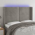 vidaXL Huvudgavel LED ljusgrå 147x16x118/128 cm sammet 3123956