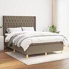 vidaXL Mattress base med madrass taupe 140x200 cm tyg 3132237