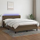 vidaXL Ramsäng med madrass & LED mörkbrun 140x190 cm tyg 3133392