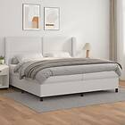 vidaXL Ramsäng med madrass vit 200x200 cm konstläder 3128992