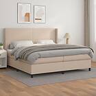 vidaXL Ramsäng med bäddmadrass cappuccino 200x200 cm konstläder 3132404