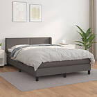 vidaXL Ramsäng med bäddmadrass grå 140x190 cm konstläder 3130719