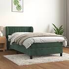 vidaXL Mattress base med madrass mörkgrön 90x200 cm sammet 3127592