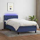 vidaXL Ramsäng med madrass & LED blå 100x200 cm tyg 3133379