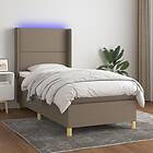 vidaXL Mattress base med madrass & LED taupe 100x200 cm tyg 3138777