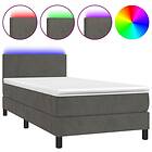 vidaXL Ramsäng med madrass & LED mörkgrå 100x200 cm sammet 3134268