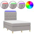 vidaXL Mattress base med madrass & LED ljusgrå 120x200 cm tyg 3135661