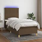 vidaXL Ramsäng med madrass & LED mörkbrun 100x200 cm tyg 3135576
