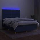 vidaXL Mattress base med madrass & LED blå 140x190 cm tyg 3135355