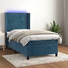 vidaXL Ramsäng med madrass & LED mörkblå 100x200 cm sammet 3139611