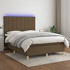 vidaXL Ramsäng med madrass & LED mörkbrun 140x190 cm tyg 3135432