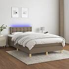 vidaXL Mattress base med madrass & LED taupe 120x200 cm tyg 3134025