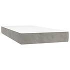 vidaXL Mattress base med madrass & LED ljusgrå 90x200 cm sammet 3134261