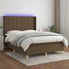 vidaXL Mattress base med madrass & LED mörkbrun 140x200 cm tyg 3138880