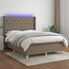 vidaXL Mattress base med madrass & LED taupe 140x200 cm tyg 3139121