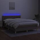 vidaXL Ramsäng med madrass & LED taupe 140x200 cm tyg 3133961