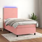 vidaXL Mattress base med madrass rosa & LED 100x200 cm sammet 3135992